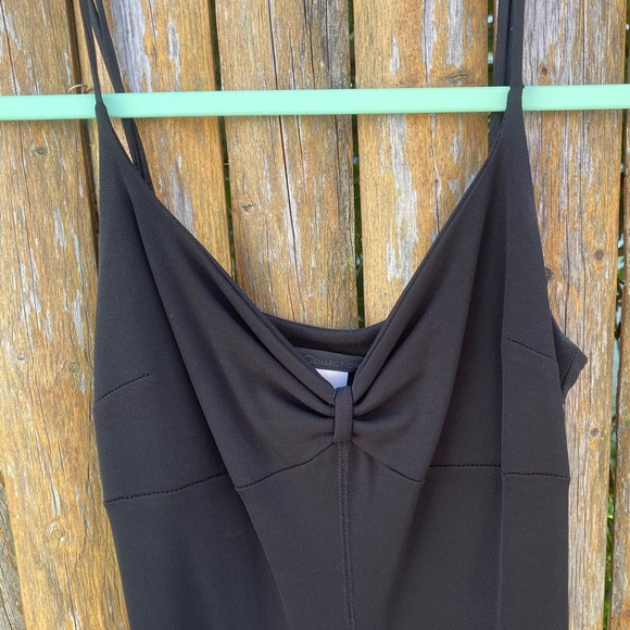 GUESS Black Midi Cocktail Dress with Ruffle Bottom - Picture 2 of 4